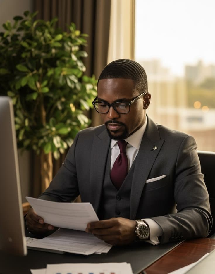 Founder reviewing his funding documents
