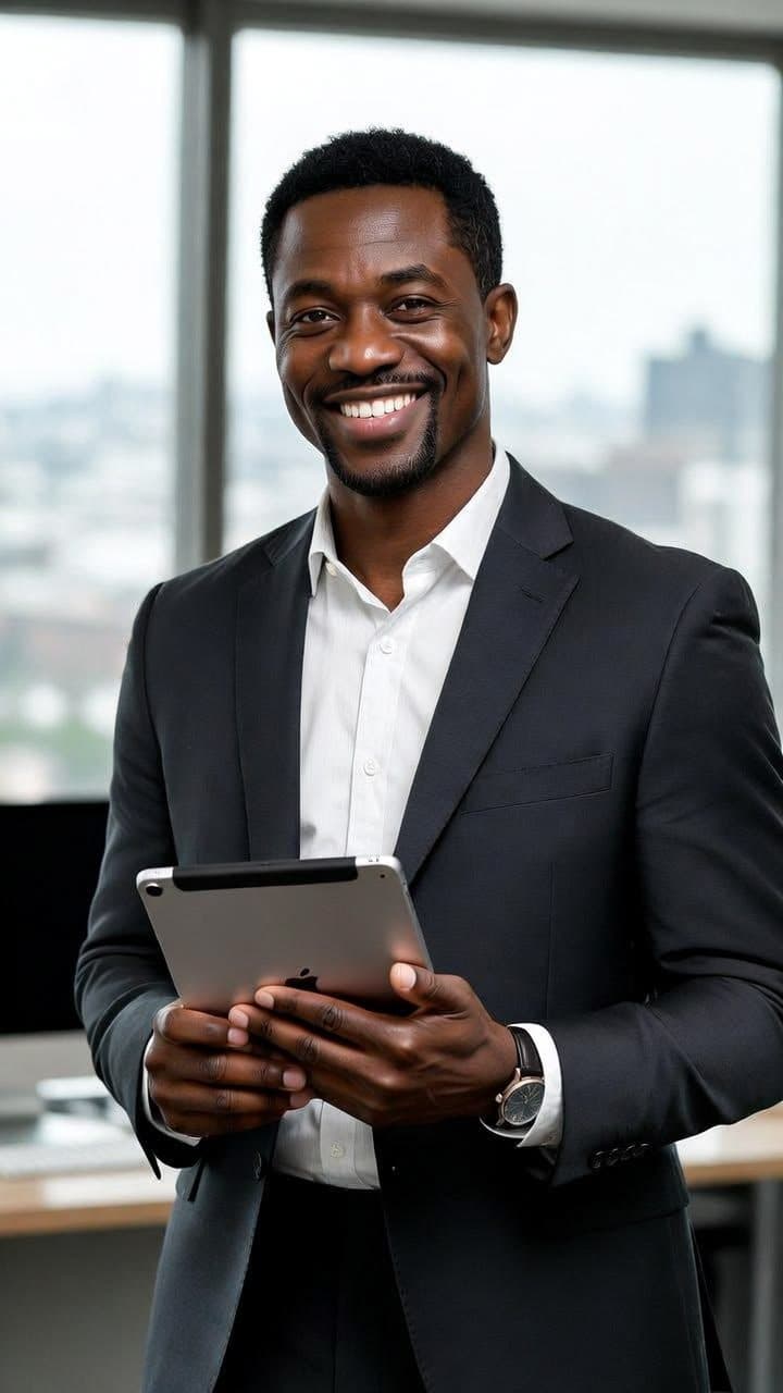 Founder reviewing his funding materials on a tablet