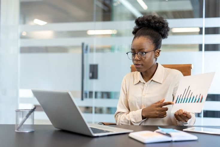 A founder walking through her pitch numbers